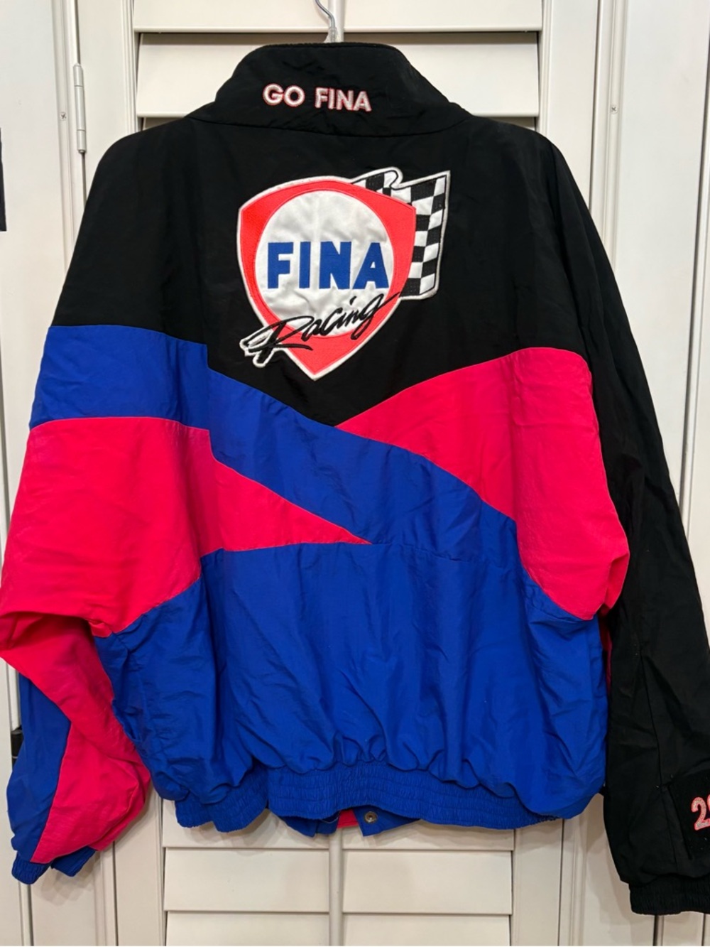 Classic FINA Racing Colorblock Windbreaker Jacket - Black, Blue, Pink
